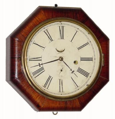 C.1860, Beach and Hubbell, Forestville, Conn, 8-day lever movement gallery timepiece. — Antique Clocks Price Guide