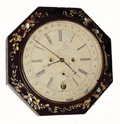 C.1850 Chauncey Jerome, New Haven, Conn., 30-hour time/strike/calendar gallery clock. — Antique Clocks Price Guide