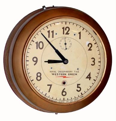 C.1925, Self Winding Clock Co., NY, for Western Union of New York, battery wound station clock. — Antique Clocks Price Guide