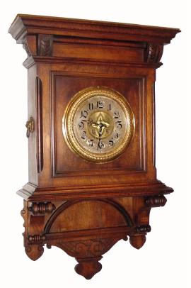 C.1900, German, Kienzle, large walnut wall clock in alt Deutsch style, less top. — Antique Clocks Price Guide