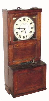 C.1920, English, Gledhill Brook Time Recorder, Ltd oak cased, fusee punching in clock. — Antique Clocks Price Guide