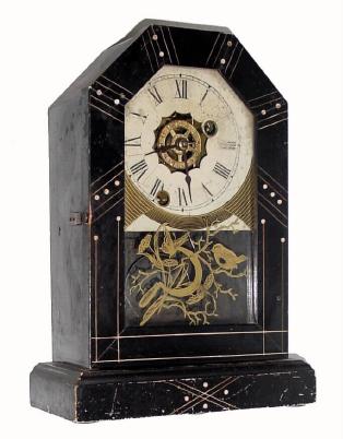 C.1885, Ansonia ÓBLACKBIRDÒ, (Small) 30 hour, time and alarm, shelf clock. — Antique Clocks Price Guide