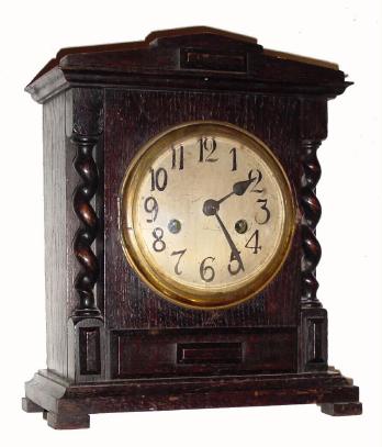 C.1920, German, Oak Mantel clock, barley twist columns, as-found. — Antique Clocks Price Guide
