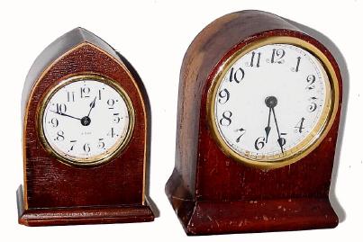A lot of 2: Waterbury 30 hour mahogany novelty, — Antique Clocks Price Guide