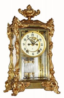 C.1904, Ansonia Clock Co., ÒViscountÓ, 8-day time/strike crystal regulator. — Antique Clocks Price Guide