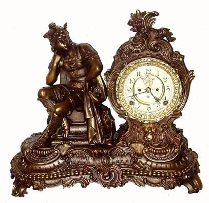 C.1904, Ansonia Clock Co., ÒHermesÓ 8-day time/strike figural mantel clock. — Antique Clocks Price Guide