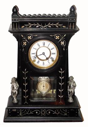 C.1880, F. Kroeber ÒHartfordÓ, ebonized hard wood mantel clock with Jacot pendulum (a Kroeber option). — Antique Clocks Price Guide