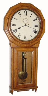 C.1890, Seth Thomas, ÓRegulator No. 3Ò, oak cased wall clock with large 72 beat movement with cut pinions and maintaining power. — Antique Clocks Price Guide