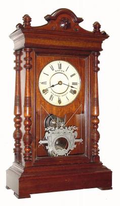 C.1885, Seth Thomas, ÓATLAS, Ò quarter striking, 3-train shelf clock, ting tang on 2 bells, walnut. — Antique Clocks Price Guide