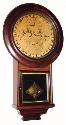 C.1877, Welch, Spring and Co., patent ÓGale Drop Calendar No. 2Ò, with equation of time and moon phase dial, 8-day strike. — Antique Clocks Price Guide