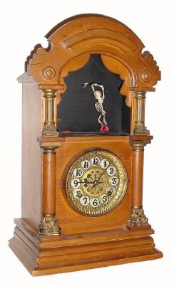 C.1905 New Haven Clock Co., rare automaton novelty clock, 8-day time and strike. — Antique Clocks Price Guide