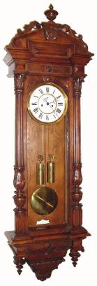 C.1890, German, Oak Cased 2-Wt ÓVienna RegulatorÒ complete with original top, pendulum and finials. — Antique Clocks Price Guide