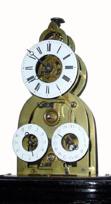 C.1880, French, Mini Skeleton Clock with separate calendar and alarm dials, with dome. — Antique Clocks Price Guide