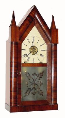 C.1850 Brewster and Ingrahams, 8-day time/strike/alarm mahogany and rosewood steeple clock. — Antique Clocks Price Guide