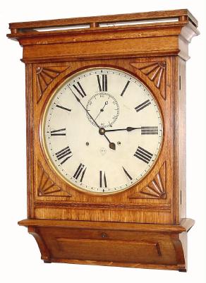 C.1890, Seth Thomas, 14-inch Lobby clock in oak, 15-day, double spring time only. — Antique Clocks Price Guide