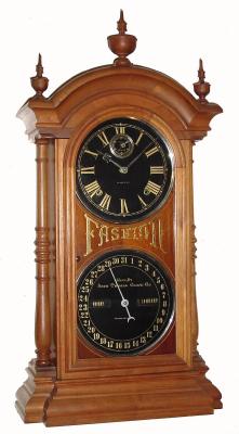 C.1880, Southern Calendar Clock Co., ÓFASHION No. 6Ò, black dial , long pendulum double dial calendar clock. — Antique Clocks Price Guide