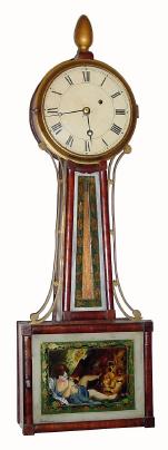 C.1830, Massachusetts or New Hampshire 8-day weight banjo /patent timepiece, unsigned. — Antique Clocks Price Guide