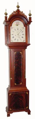 C.2002, Foster S. Campos, Pembroke, Mass, reproduction Roxbury style case and dial, with a C.1830 English 8-day movement, cleaned and running well. — Antique Clocks Price Guide