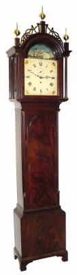 C.1890, English, Elliott, 1-Wt, 8-day tall clock in a mahogany case with Rocking Ship dial. — Antique Clocks Price Guide