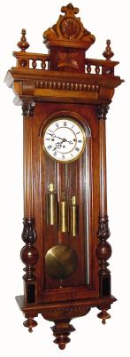 C.1890, German, 3-Wt Vienna Regulator, rod strike, in a walnut case with new top. — Antique Clocks Price Guide