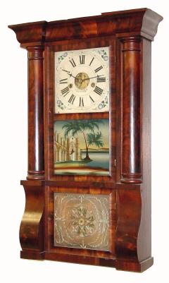 C.1845, Forestville ManufÕg Co, (J. C. Brown) Bristol, Ct, USA, column and cornice, 2-wt, 8-day time and strike mahogany clock. — Antique Clocks Price Guide