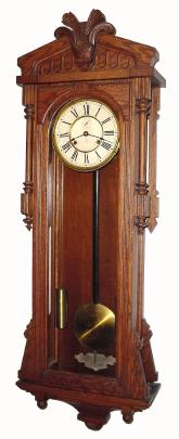 C.1900, Ansonia Clock Co., ÓBAGDADÒ, oak cased, 2-weight, time only wall clock. — Antique Clocks Price Guide