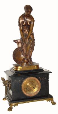 C.1895 French, Marble and bronze mantel clock, 8-day time/strike. Dial is signed ÒHoward and Co., New YorkÓ. (E. HowardÕs New York sales office) Paris movement is signed ÒC SÓ. The case is topped by a fine French bronze statue of ÒThetisÓ. — Antique Clocks Price Guide