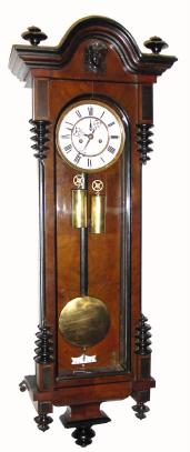C.1885, German, 2-Weight ÒVienna RegulatorÓ in a black walnut case with Ebonized finials and case trim. — Antique Clocks Price Guide