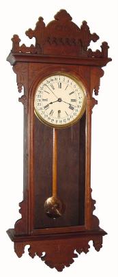 C.1880, E. N. Welch, Forestville, Conn, ÒECLIPSE, Regulator CalendarÓ, 8-day time and simple calendar. — Antique Clocks Price Guide