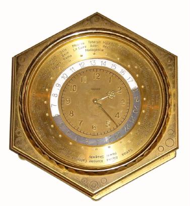 C.1960, Swiss, 8-day World Time table timepiece. — Antique Clocks Price Guide
