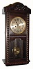 C.1920, German, Dark Oak cased box clock, with bim-bam strike, barley twist door, and 3 panes of beveled glass. 