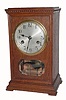 C.1910, German, Oak Mantel regulator in a finely grained and well made oak case, with an 8-day gong strike movement. 
