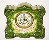 C.1910, Ansonia ÒOSCEOLAÓ, Green porcelain china clock with open escapement. 