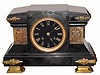 C.1890 French, 8-day time/strike black marble mantel clock with applied mountings and frieze. 