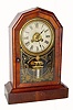 C.1880 Jerome and Co., (New Haven Clock Co.) ÓDreadnaughtÒ, 30-hour time/alarm rosewood and mahogany octagon top cottage timepiece.