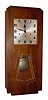 C.1925, French, Westminster Box Clock, Deco style, with square silvered dial and Arabic numerals. 