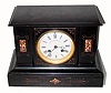 C.1890, French, for Bigelow, Kennard and Co., black marble clock, with onyx accent inserts in case, 8-day, time and strike. 
