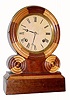 C.1885, E. Ingraham and Co., Bristol, mosaic shelf clock with wonderful alternating maple and walnut veneers, 8-day time and strike. 