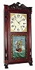 C.1835 Seth Thomas, 30-hour time/strike wood movement carved eagle half column and splat shelf clock 
