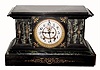 C.1890, Ansonia, Black Marble Mantel clock with porcelain dial and open escapement. 