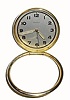 C.1960, Benrus, Swiss 8-day travel alarm, brass cased with a hoop that acts as either a base to set the clock or a ring to hang the clock.. 