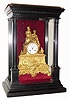 C.1850, French, Japy Freres, 8-day bell strike silk suspension gilt mantel clock. The clock sits in a very nicely made ebonized wood and glass case. 
