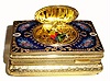 Swiss, Limited Edition, last qtr, 20th Century, Bird Box, with enamel and rose decorated top, and with enameled cover over the bird, depicting a mountain scene from Zermatt, Switzerland. 