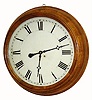 C.1890, Waterbury Clock Co., 18 inch oak gallery, with stepped case, 8-day timepiece.