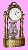 C.1810, Austrian, Miniature 1-Day Timepiece, with tiny verge movement and porcelain dial. The portico style case with silvered leaves winding around the smooth gilt columns, and surmounted by a ribbon bow with acanthus wreath center. 