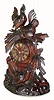 C.1880, French, ÒThree RoostersÓ carved oak mantel clock, with good bell strike movement, and brass Roman numerals and hands. 