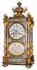 C.1890. French, Vincenti, Enamel and Gilt mantel clock with oval cameos, hand painted on each side. 