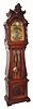 C.1890, American Oak Tall Case. Asian motif, now with a brass dial, moon phase / calendar movement, signed G. W. Russell, Philadelphia, from the same period. 