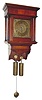 C.1695, English, John Knibb, Oxon, early 9 inch square brass dial movement with latched dial feet, wonderful baluster pillars, rack striking and original pendulum wall clock, case and weights later. 
