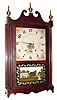 C.1828 Riley Whiting, 30-hour time and strike wood movement pillar and scroll shelf clock. 